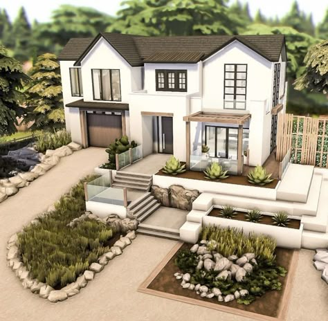 Sims 4 Loft, Sims 4 Modern House, Sims 4 Houses Layout, 1 Story Bloxburg House, House Ideas Layout 2 Story, Modern Family House, Codes Wallpaper, Sims Freeplay Houses, Bloxburg House Ideas 1 Story