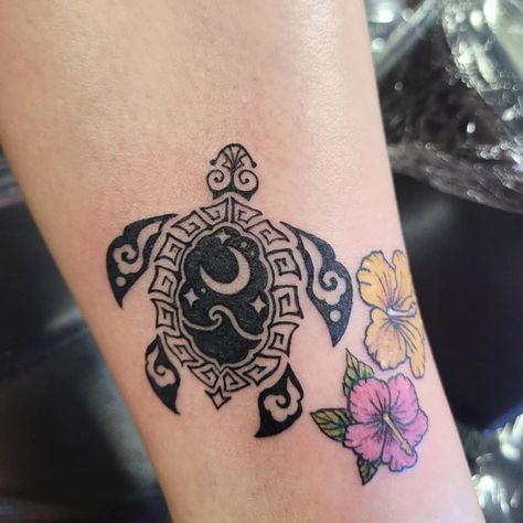 Womens Sea Turtle Tattoo, Mother Son Sea Turtle Tattoo, Sun And Moon Turtle Tattoo, Maui Turtle Tattoo, Turtle Compass Tattoo Ideas, Sea Turtle And Moon Tattoo, Stitch And Turtle Tattoo, Sea Turtle Mandala Tattoo, Celtic Turtle Tattoo