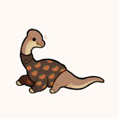 @spicymochi shared a photo on Instagram: “Turtleneck brachiosaurus 🦕🎃 . . . #dinosaur #brachiosaurus #paleoart #fall #halloween #cutehalloween #halloweenart #digitalart…” • Sep 12, 2021 at 6:02pm UTC