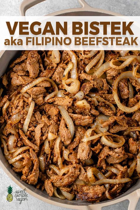 Golo Diet Recipes Vegetarian, Vegan Filipino, Bistek Tagalog, Soy Curls Recipes, Resep Vegan, Vegan Meat Recipe, Filipino Dish, Vegan Beef, Soy Curls