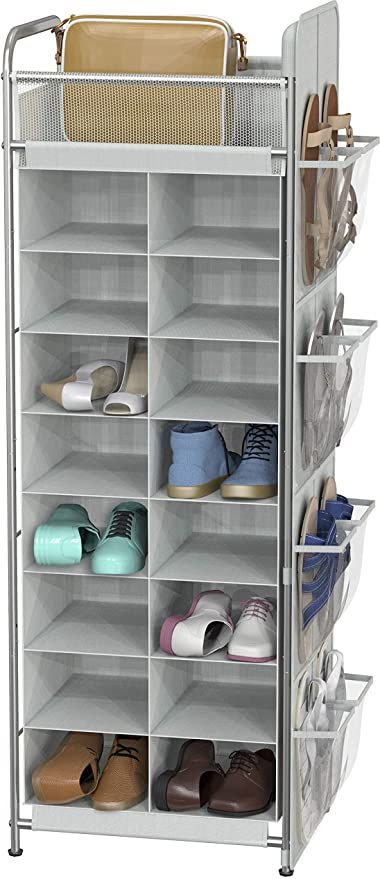 Amazon.com: Simple Houseware Shoe Stand Tower Rack w/ side hanging bag 20-Pair, Grey : Home & Kitchen Shoe Stand, Shoe Organization, Stackable Shoe Rack, Shoe Storage Shelf, Shoe Rack Organization, Cube Shelves, Entryway Organization, Shoes Stand, Shoe Shelf