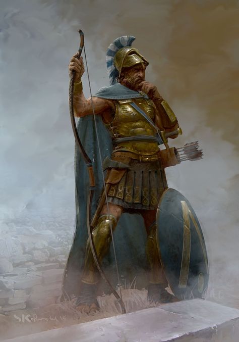 Artwork by Stefan Kopinski Odysseus Character Design, Odysseus Art Greek Mythology, Odysseus Costume, Achilles Artwork, Achilles Warrior, Greek Warrior Art, Stefan Kopinski, Odysseus Art, Trojan Warrior