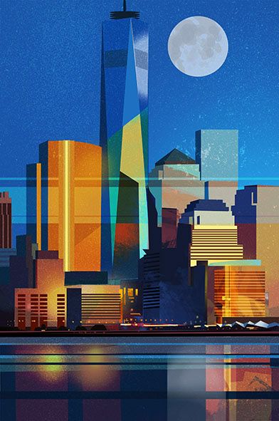 40 Artwork, School Playroom, Skyline Mural, Mooncake Packaging, Glass City, New York Illustration, Night Illustration, Arte 8 Bits, City Vector