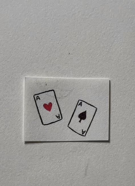 Cards Matching Tattoos, Two Aces Tattoo, 2 Of Spades Tattoo, Matching Playing Card Tattoo, Playing Card Matching Tattoos, Heart And Spade Tattoo, Heart Spade Diamond Club Tattoo, Cute Card Tattoo, 9 Of Hearts Tattoo