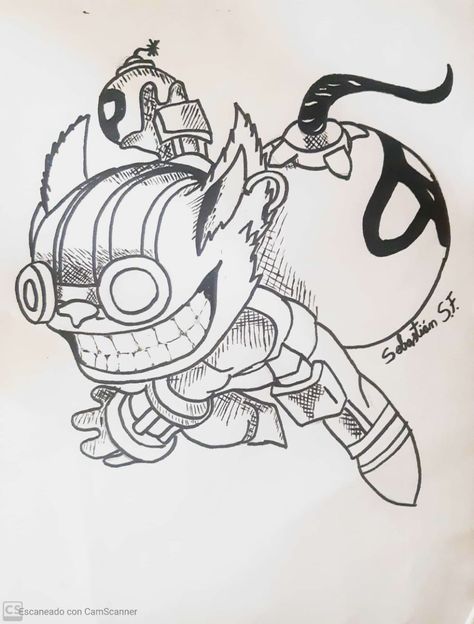 Ziggs from League of Legends, handmade black and white draw. League Of Legends Drawing Pencil, League Of Legends Sketch, League Of Legends Drawing, Simple Draw, Liga Legend, Classical Paintings, Legend Drawing, Champions League Of Legends, Lol Champions