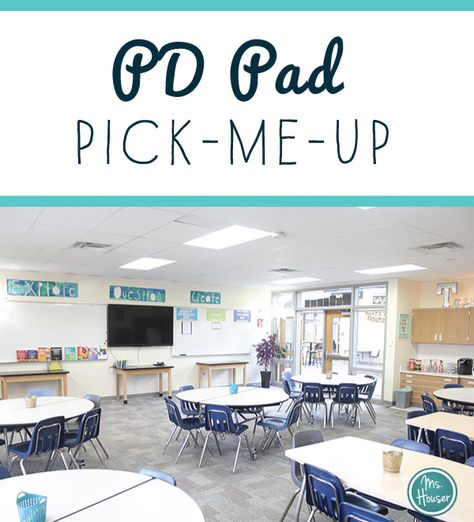 | PD Pad Pick-Me-UpMs. Houser Professional Development Room Decor, Instructional Coach Room, Academic Coach Office Decor, Plc Room Ideas, Literacy Coach Office Decor, Plc Room Decor, School Conference Room Decor, Instructional Coach Office Set Up, Instructional Coaching Office