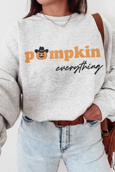 Stay cozy this pumpkin season with our Pumpkin Everything Pullover Crew. Made with soft and comfortable material, it's perfect for snuggling up with a pumpkin spice latte (or two!) and enjoying the autumn weather. Embrace the pumpkin craze with this fun and playful pullover.