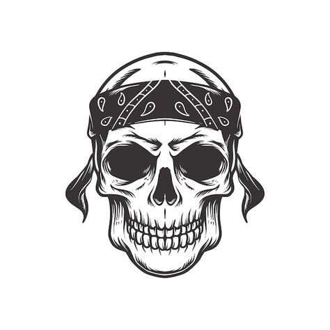 Vector skull wearing bandana head in vin... | Premium Vector #Freepik #vector #danger #black #face #vintage Skull And Bandana Tattoo, Skull With Bandana, Wearing Bandana, Leg Tats, Technology Icon, Skull Face, Skull Drawing, Mini Drawings, Presentation Template Free