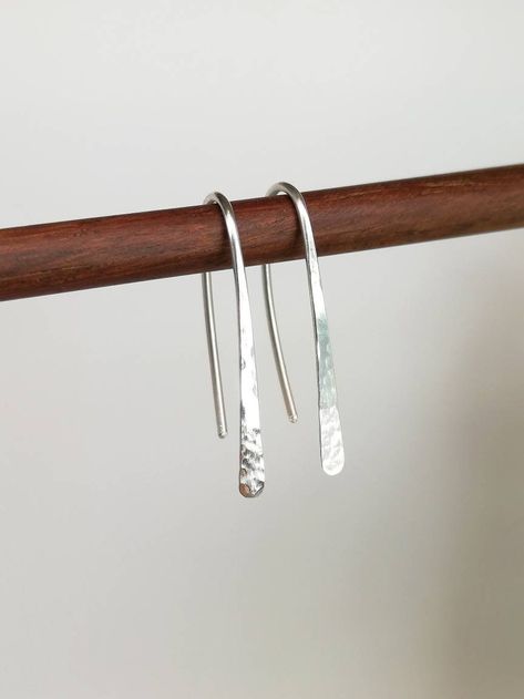 Hammered Jewelry, Handmade Silver Jewellery, Stick Earrings, Silver Earrings Handmade, Sterling Silver Drop Earrings, Hammered Sterling Silver, Wedding Jewelry Earrings, 925 Silver Earrings, Silver Jewelry Handmade