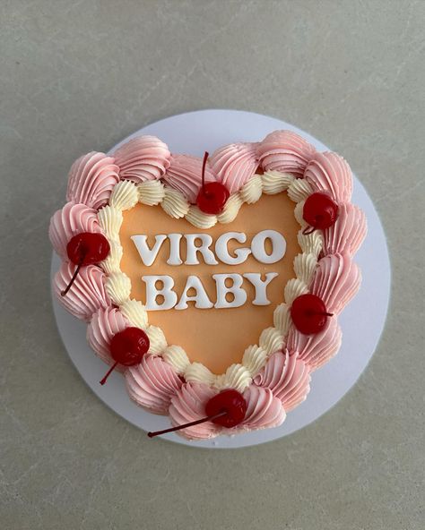 virgo baby birthday heart cake orange pink and white with cherries Orange Birthday Cake Aesthetic, Virgo Cake Aesthetic, Virgo Heart Cake, Virgo Baby Cake, Virgo Cake Ideas, Virgo Birthday Cake, Heart Cake Aesthetic, Aesthetic Virgo, Computer Collage