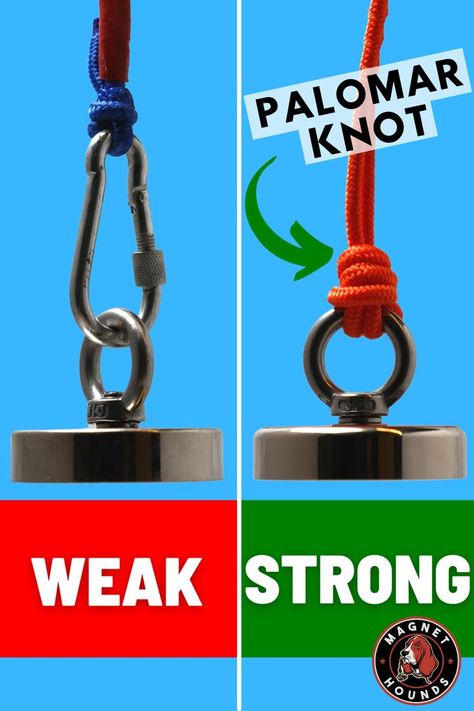 Magnet Fishing Tips, Easy Fishing Knots, Strongest Fishing Knots, Fishing Knots Tutorials, Best Fishing Knot, Palomar Knot, Fishermans Knot, Paracord Crafts, Strong Knots