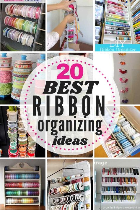 Ribbon Storage Ideas, Craft Ribbon Storage, Craft Room Organization Diy, Ideas For Organizing, Ribbon Display, Cheap Ribbon, Ribbon Holders, Ribbon Organization, Ribbon Storage