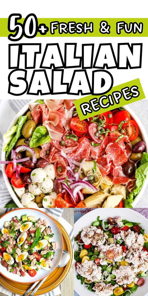 Italian salads to try Italian Summer Salad Recipes, Italian Salads, Delicious Healthy Salads, Tasty Salads, Italian Salad Recipes, Yummy Salads, Caprese Pasta, Fresh Salad Recipes, Savory Salads