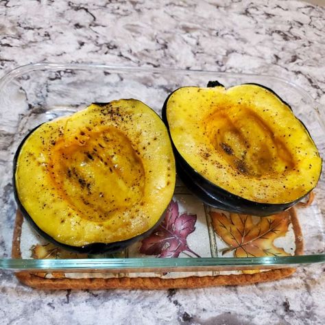 Microwave Acorn Squash | Allrecipes Acorn Squash Recipe Microwave, Acorn Squash In Microwave, Microwave Acorn Squash, Acorn Squash Roasted, Acorn Squash Recipe, Delicious Sides, Acorn Squash Recipes, Thanksgiving Dinner Recipes, Squash Recipe