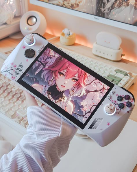 Making my handheld consoles pretty is my number one purpose 🙂‍↕️🤌🏻 @playvitalgaming gifted me these beautiful accessories for my Rog Ally and Switch OLED. Thankyou so much 🌸 Falling Cherry Blossom Skin Decal for the Rog Ally 🍀 Strawberry Bunny Soft Case for the Switch OLED Now my consoles are pretty and cute 💅🏻🍓 just like they should You can find these linked in my bio and use code Cosymari for a discount 🫶🏻 Rog Ally Aesthetic, Switch Oled Aesthetic, Asmr Ideas, Pc Building, Strawberry Bunny, Cozy Gamer, Rog Ally, Aesthetic Cases, Gaming Aesthetic