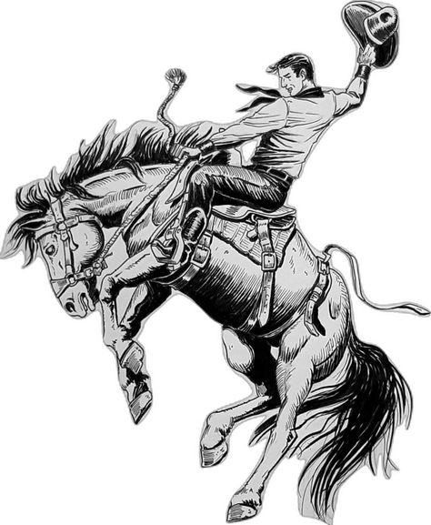 Bull Rider Drawing, Bucking Bronco Tattoo, Bucking Horse Tattoo, Western Sleeve, Wallpaper Western, Cowboy Tattoo, Rodeo Art, Western Ideas, Cowboy Tattoos