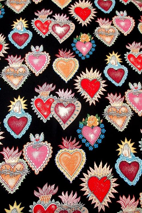 Heart With Flames, Sacred Hearts, Black Backdrop, Mac Wallpaper, Alexander Henry, Praying Hands, Deco Boheme, Phone Wallpaper Patterns, Cute Patterns Wallpaper