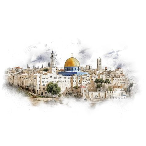 Alaqsa Mosque, Al Quds, Mountain Illustration, Dome Of The Rock, Calendar Ideas, Canvas Designs, 3d Rendering, Islamic Art, Old Town