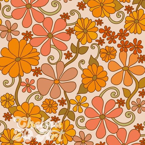 Flower Power Drawing, Flower Power Pattern, Hippie Patterns, 70s Flower Pattern, 70s Fashion Hippie, 60s Flower Pattern, Groovy Flowers Background, Groovy Pattern, 70s Floral Pattern