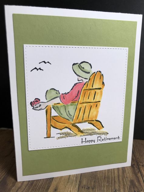 Diy Retirement Cards Watercolor, Retirement Painting Ideas, Cards For Retirement, Retirement Diy Cards, Diy Retirement Cards Ideas, Su Retirement Card Ideas, Watercolor Retirement Card Ideas, Stampin Up Retirement Cards For Women, Retirement Watercolor Cards