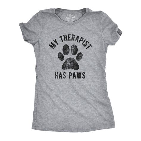 PRICES MAY VARY. WOMENS FIT: This listing is for an adult women's slim-fit t-shirt (also known as junior fit). These cute fitted tees run small so double check the size chart and order a size up if you're between sizes. SHOW YOUR FURBABY LOVE: We know you love your doggo like a family member. Show off the love you have for your good boy with this pet lover t-shirt. QUALITY GRAPHICS AND VIBRANT COLOR - Express yourself with fashionable art. Whether you're cute and adorable or sarcastic and nerdy, My Therapist, Cat Mom Shirts, Tshirt Funny, My Good, Pet Puppy, Animal Lover, Heather Grey, Mens Graphic, T Shirts For Women