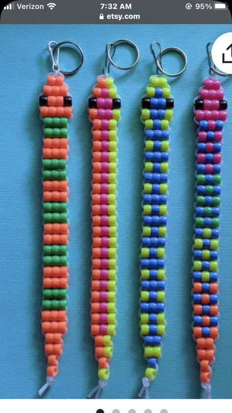 Pony Bead Designs Pattern, Pony Bead Art Projects, Cute Pony Bead Patterns, Simple Pony Bead Patterns, Animal Crossing Kandi Pattern, Pony Bead Snake Pattern, Easy Bead Keychain, What To Make With Pony Beads, Bead Animal Designs