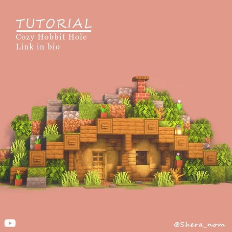 Minecraft Cute Hobbit Hole, Hobit Homes Minecraft, Things You Need To Build In Minecraft, Minecraft Small Hut Ideas, Tiny Builds Minecraft, Minecraft Aesthetic Hobbit House, Cottage Core Hobbit Hole Minecraft, Hobbit Hill House Minecraft, Hobbit Hole Floor Plan