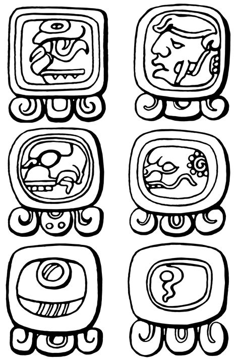 Maya Symbols, Mayan Alphabet Symbols, Mayan Zodiac Signs, Aztec Glyphs, Mayan Illustration, Mayan Numbers, Mayan Zodiac, Mayan Astrology, Maya Calendar