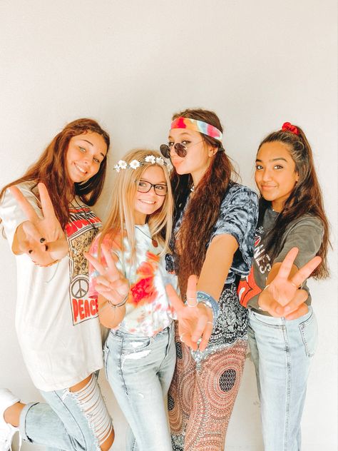 Cute Decades Day Spirit Week, Ideas For Decades Day At School, Hippie Dress Up Day School, 70s Day Spirit Week, Hippie Day Spirit Week, 60s Dress Up Day At School, 70s Dress Up Day At School, Decades Day Outfits Spirit Week, 70s Spirit Day Outfit