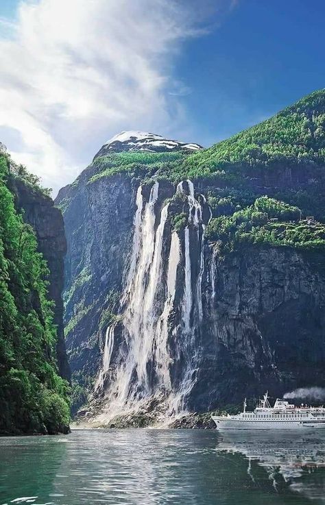 Show me Norway | The Seven sisters Waterfall, Geiranger Norway Seven Sisters Waterfall, Geiranger Norway, The Seven Sisters, Beautiful Norway, Seven Sisters, Visit Norway, Norway Travel, Beautiful Waterfalls, Beautiful Places In The World