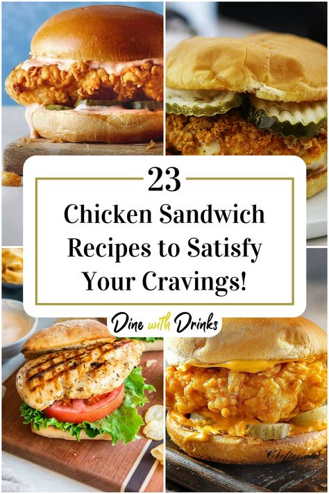 Collage of 4 chicken sandwich recipes.