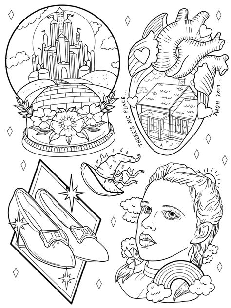 Oz Tattoo, Pretty Tattoo, Tattoo Outline Drawing, Tattoo Flash Sheet, Spooky Tattoos, Stunning Hairstyles, Tattoo Stencil Outline, Tattoo Portfolio, Real Tattoo