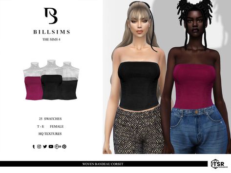 Bill Sims' Sims 4 Cc, Sims 4 Tube Top, Corset Crop Top, Ts4 Cc, Sims Resource, Sims 2, Sims 4 Clothing, Sims Cc, Favorite Things List