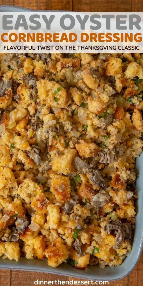 Stuffing With Oysters, Oyster Cornbread Stuffing, Louisiana Oyster Dressing, Smoked Oyster Stuffing, Cornbread Oyster Dressing Recipes, Oyster Cornbread Dressing, Southern Oyster Dressing Recipes, Oyster Stuffing Recipes For Thanksgiving, Oyster Dressing Recipes Thanksgiving