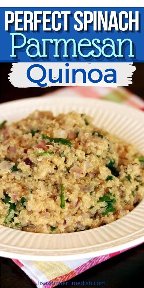 Spinach Artichoke Quinoa, Parmesan Quinoa Recipes, Garlic Parmesan Quinoa, Flavored Quinoa Recipes, Dishes With Quinoa, Quinoa And Spinach Recipes, Pork And Quinoa Recipes, Mediterranean Diet Quinoa Recipes, White Quinoa Recipes Healthy