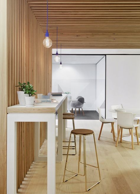 Light, Wood Plank Flooring | Case Meallin Office | Designed by Mim Design Cheap Office Furniture, Interior Design Blogs, Mim Design, Desk Plans, Corporate Interiors, Design Line, High Table, Workplace Design, Diy Desk