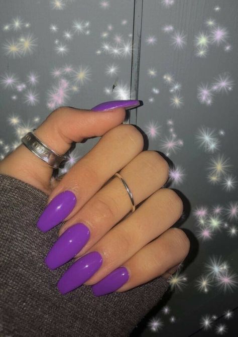 Plain Purple Acrylic Nails, Dark Purple Nails Acrylic Coffin Long, Dark Purple Nails Acrylic Short, Nails Perpul, Royal Purple Nails Acrylic, Royal Purple Acrylic Nails, Perpul Nails, Purple Ballerina Nails, Acrylic Nails Dark Purple