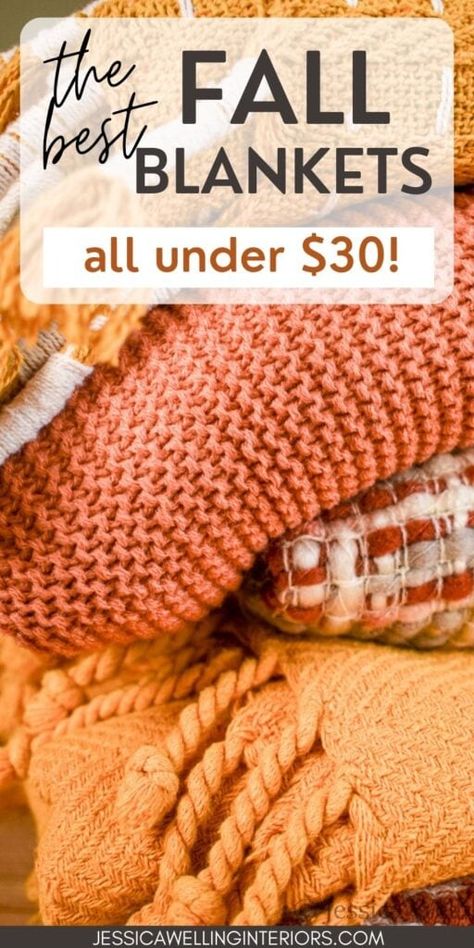 Update your Fall living room decor with these budget friendly Fall blankets in burnt orange, mustard yellow, red, grey, cream, and brown. All under $30! Fall Throw Blanket On Couch, Rust And Yellow Living Room, Fall Throw Pillow Covers, Burnt Orange Room Decor, Burnt Orange Fall Decor, Fall Pillows Living Rooms, Fall Throws, Romanticize Fall, Burnt Orange Throw Blanket