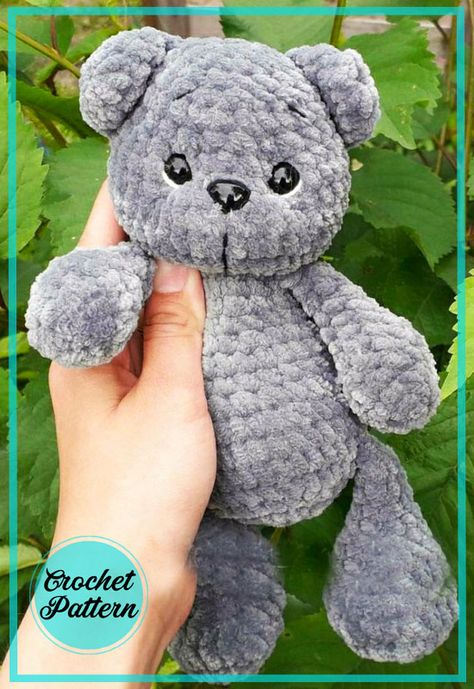 Plush Teddy Bear Amigurumi PDF Free Crochet Pattern - Amigurumiday Crochet Teddy Bear Pattern Free, Teddy Bear Patterns Free, Bear Patterns Free, Crochet Bear Patterns, Knitted Teddy Bear, Crochet Teddy Bear Pattern, Crochet Animals Free Patterns, Crochet Teddy Bear, Haken Baby