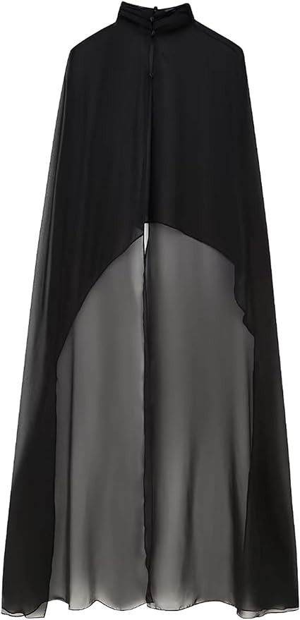 ranrann Women Long Sheer Chiffon Cape Solid Loose Shawls and Wraps for Evening Dress White One Size at Amazon Women’s Clothing store Cape Shirt, Tulle Tops, Chiffon Cape, Tulle Cape, Blouses Vintage, Khaki Tops, Smock Blouse, Pleated Maxi Skirt, Womens Tops Summer