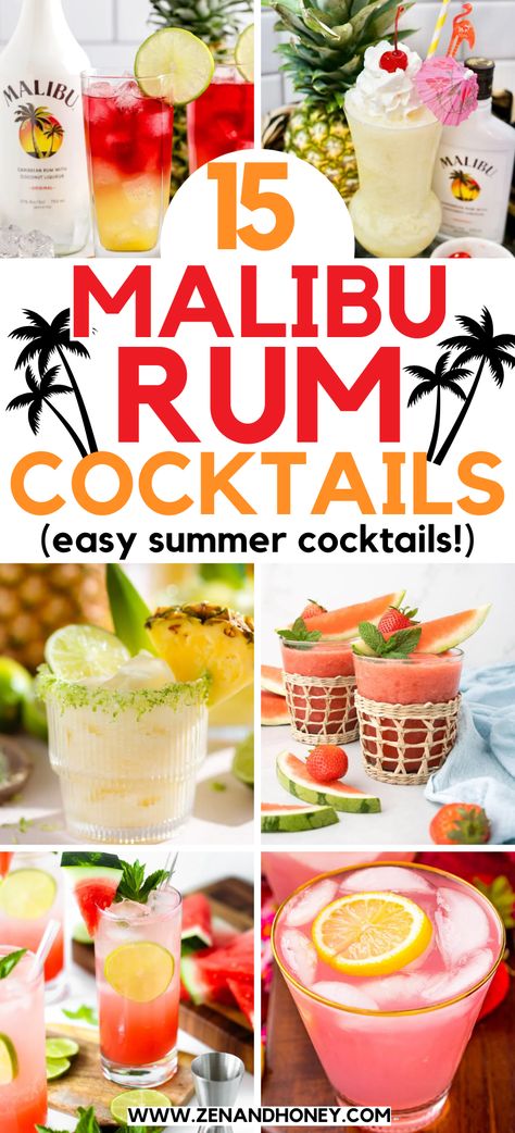 Malibu Rum Drink Recipes – Try these insanely good Malibu Rum Cocktails for your tropical hour! Fun and flavorful adult beverages using the one and only – Malibu Coconut Rum! Mixed Drink With Malibu Coconut Rum, Sweet Alcohol Drinks To Make At Home, Fall Drinks With Malibu Rum, Summer Malibu Drinks, Malibu Rum Recipes Mixed Drinks, Tropical Drinks Recipes Alcohol Easy, Malibu Pineapple Rum Drinks, Simple Malibu Drinks, Rum Haven Drink Recipes