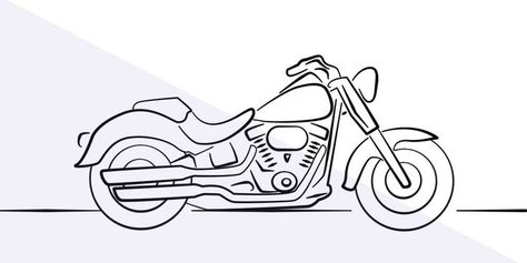 Harley Davidson Drawing Easy, Simple Easy Drawings, Cartoon Motorcycle, Moto Harley Davidson, Lines Tattoo, Harley Tattoos, Motorcycle Cruiser, Harley Davidson Tattoos, Easy Draw