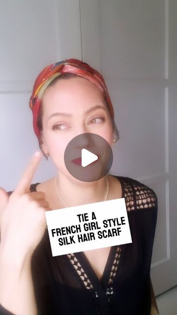 Diana Extein - Creative Styling and Aging on Instagram: "Hair scarf tutorial - French Girl Style This works on short or long hair but I love it on my short hair because it hides a multitude of sins from growing out to just a bad hair day.  Plus, silk scarves are so pretty that it will only enhance your beautiful face. 😘" How To Wear Scarves In Short Hair, Headscarf On Short Hair, Ways To Tie Hair Scarf, Head Scarf Updo, Silk Scarf Hair Tutorial, Scarf In Short Hair, Hair Scarf Tutorial Short Hair, Silk Scarf Short Hair, How To Tie Silk Scarf On Head