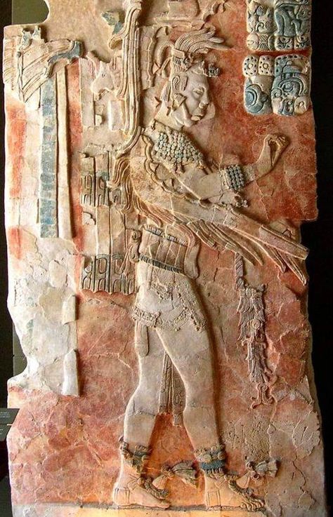 Art & Artisans of México | Discover this incredible painted stucco relief of the Mayan king Pakal in Palenque | Facebook Painted Stucco, Ancient Mexico, Mayan Cities, Ancient Maya, Mayan Culture, Ancient Mayan, Mayan Ruins, Mexican Culture, Indigenous Art