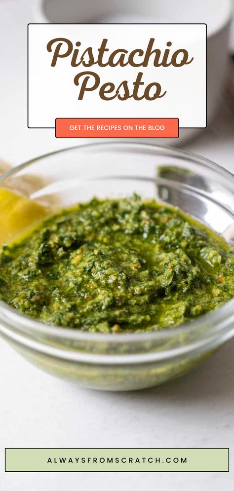 A delicious and classic pesto with a little twist. Pistachio pesto is as good as any other pesto and it's simple to make and cheaper than Genovese pesto! Spread it on some Italian Chicken Cutlets or swirl it into your pasta when you make Sunday Sauce to add extra flavor to your favorite dishes! Save this recipe! Sweet Pea Pesto, Recipe For Pesto Sauce, Recipes Using Italian Sausage, Pistachio Pesto Recipe, Italian Chicken Cutlets, Classic Pesto Recipe, Rigatoni Pasta Recipes, Italian Sauce Recipes, Chicken Wing Sauce Recipes