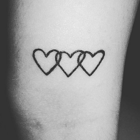 Heart Tattoos <3 Two Small Hearts Tattoo, Three Hearts Tattoo, 3 Hearts Tattoo, Little Heart Tattoos, Font Tato, Heart Tattoo Wrist, Hearts Tattoo, Small Heart Tattoos, Small Tattoos With Meaning