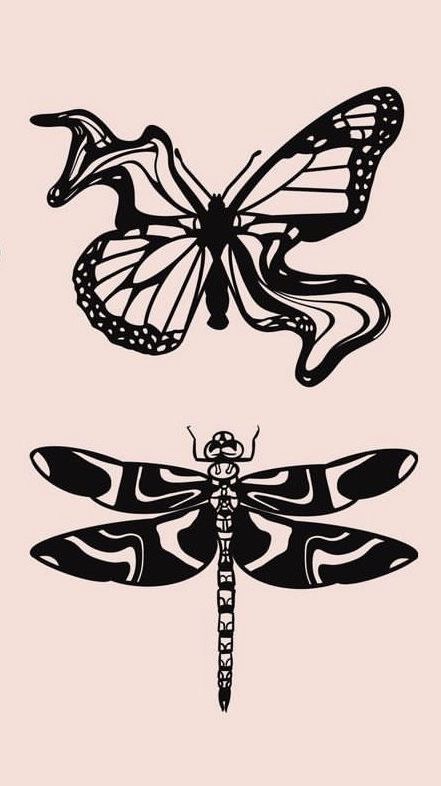 Pixelart Tattoos, Black Work Flower Tattoo Design, Distorted Tattoo Design, Black Line Art Tattoo, Open Knee Tattoo, Native Inspired Tattoos, Warped Butterfly Tattoo, Trippy Dragonfly Tattoo, Line Work Drawing Simple