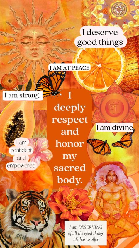 #sacral #sacralchakra #chakra Sacral Chakra Affirmation, Sacral Chakra Healing, Vision Board Examples, Spiritual Wallpaper, Vision Board Wallpaper, Chakra Affirmations, Divine Feminine Spirituality, Vision Board Manifestation, Vision Board Inspiration