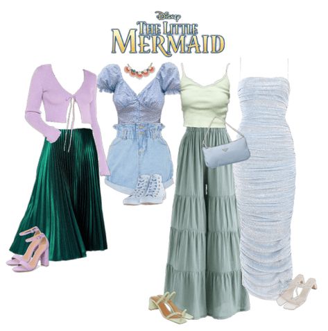 Ariel Inspired Outfits Casual, Mermaid Aesthetic Outfit Summer, Mermaid Core Aesthetic Outfits Casual, Ariel Inspired Outfit, Ariel Fits, Ariel Aesthetic Outfit, Ariel Modern Outfit, Ariel Bounding, Mermaid Vibes Outfit