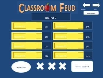 Engage your students with this fun and interactive game!

- Create your own categories and questions.
- Play in teams or individually.
- Track your scores on the leaderboard.
- The perfect game for review or for a fun Family Feud Teacher Edition, Family Feud Party, Asl Games, Family Feud Template, Teacher Items, Leadership Ideas, Jeopardy Template, Thanksgiving Facts, Family Feud Game